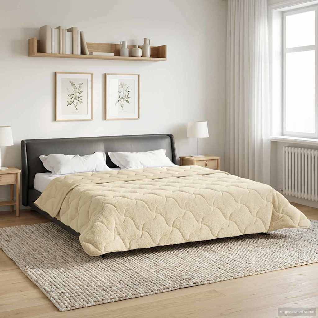 vidaXL Ganzjahresbettdecke Gepolstert Creme 220 x 240 cm