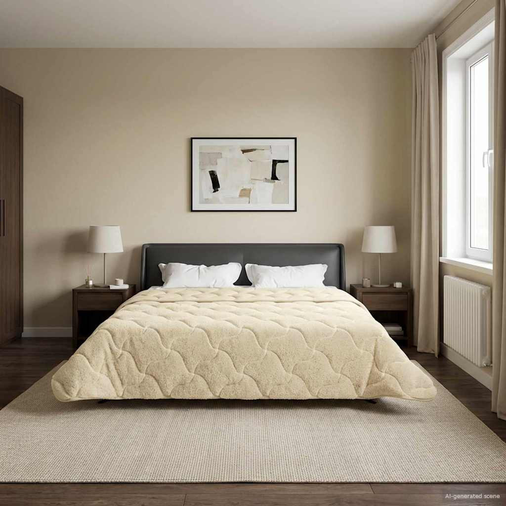 vidaXL Ganzjahresbettdecke Gepolstert Creme 220 x 260 cm