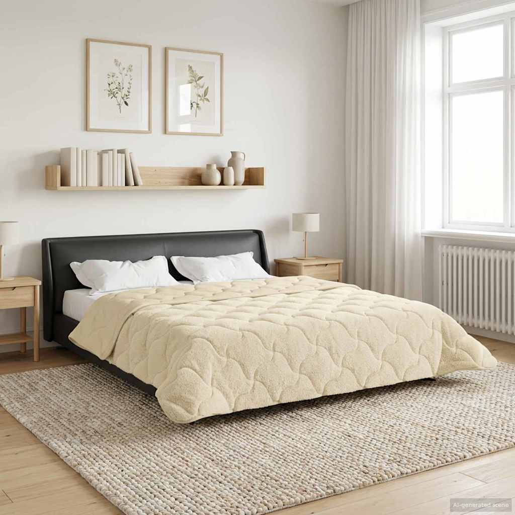 vidaXL Ganzjahresbettdecke Gepolstert Creme 240 x 260 cm