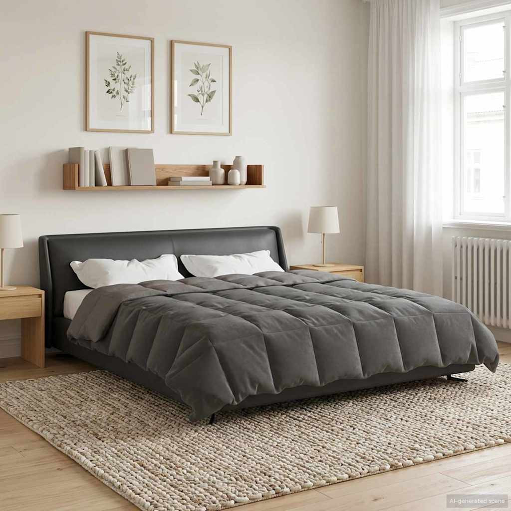 vidaXL Winterbettdecke Gepolstert Hellgrau 220 x 240 cm Mikrofaser