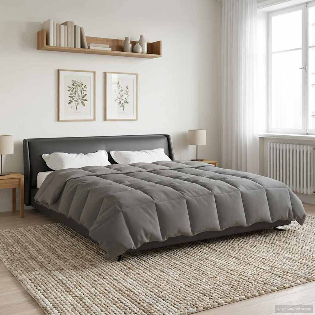 vidaXL Winterbettdecke Gepolstert Hellgrau 220 x 260 cm Mikrofaser