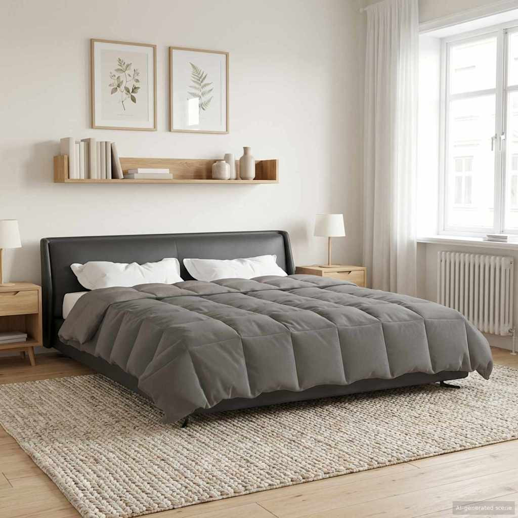 vidaXL Winterbettdecke Gepolstert Hellgrau 240 x 260 cm Mikrofaser