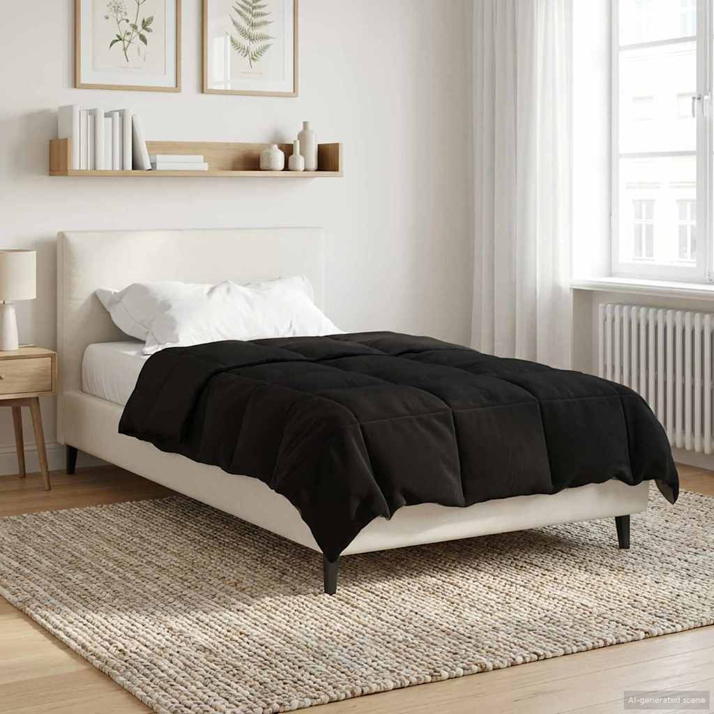 vidaXL Winterbettdecke Gepolstert Schwarz 135 x 200 cm Mikrofaser