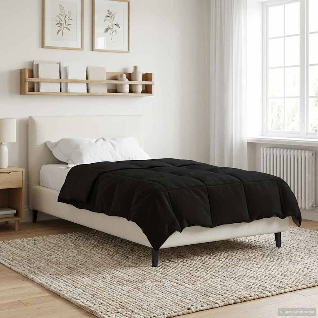 vidaXL Winterbettdecke Gepolstert Schwarz 140 x 220 cm Mikrofaser