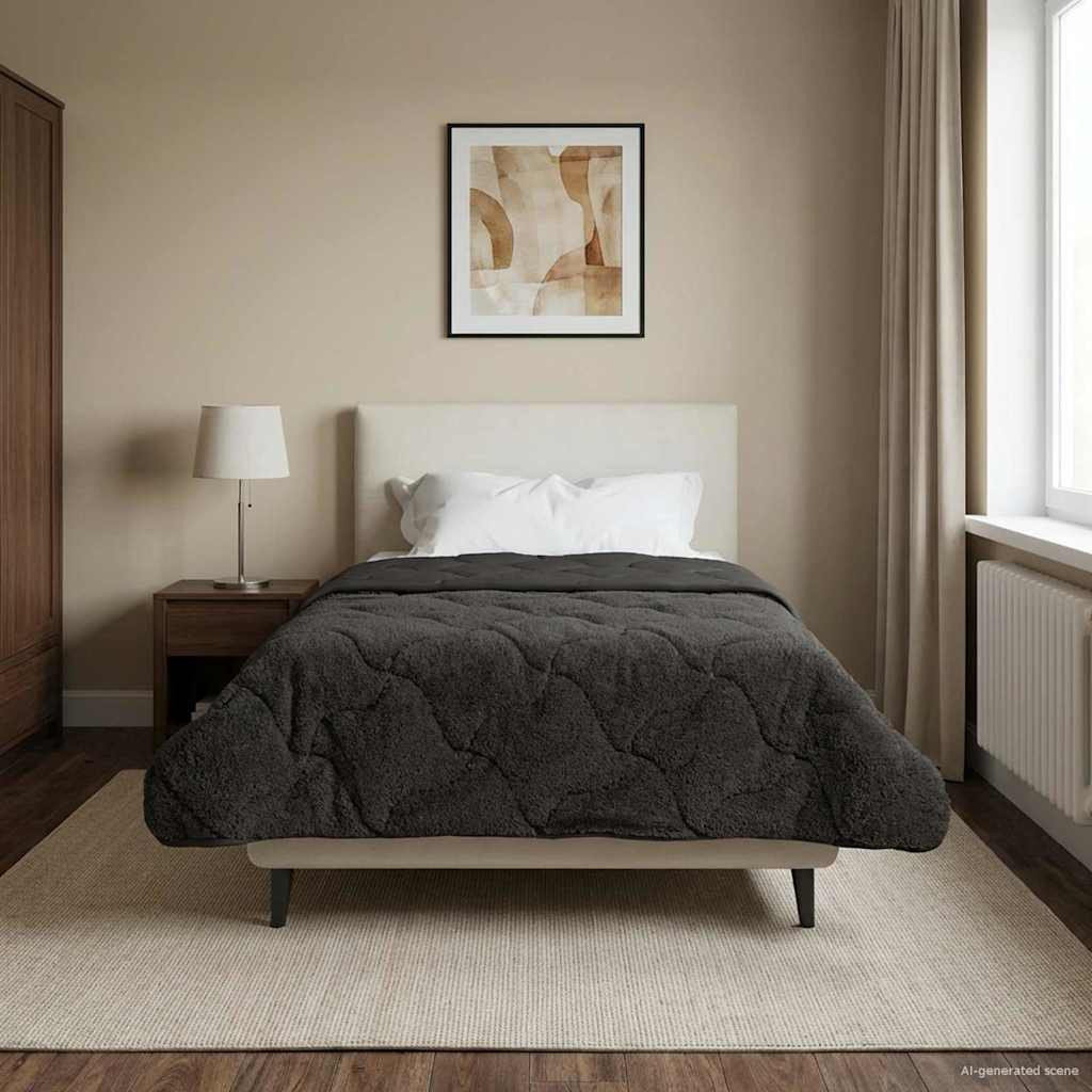 vidaXL Winterbettdecke Gepolstert Anthrazit 135 x 200 cm