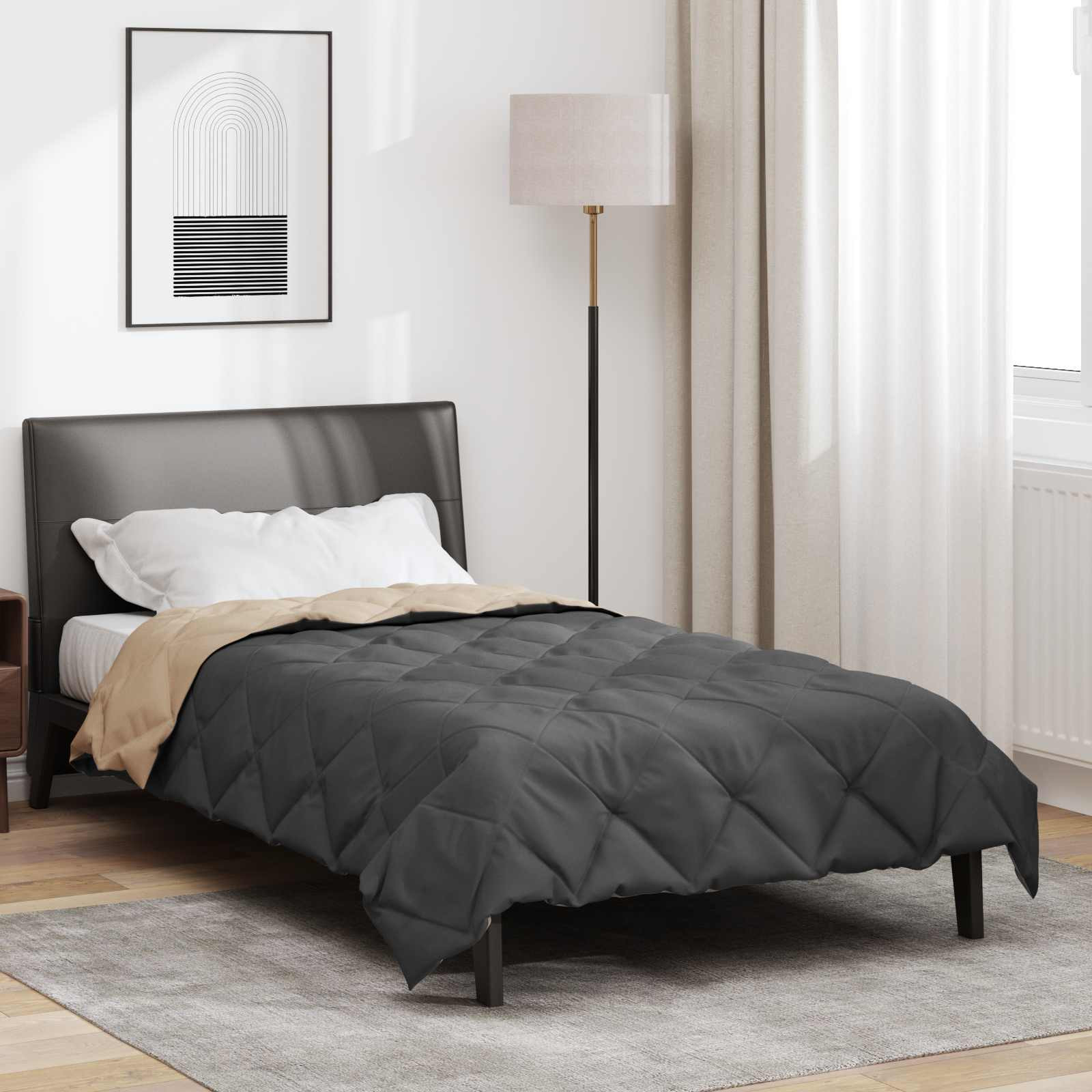 vidaXL Ganzjahresbettdecke Anthrazit und Taupe 155 x 220 cm Mikrofaser