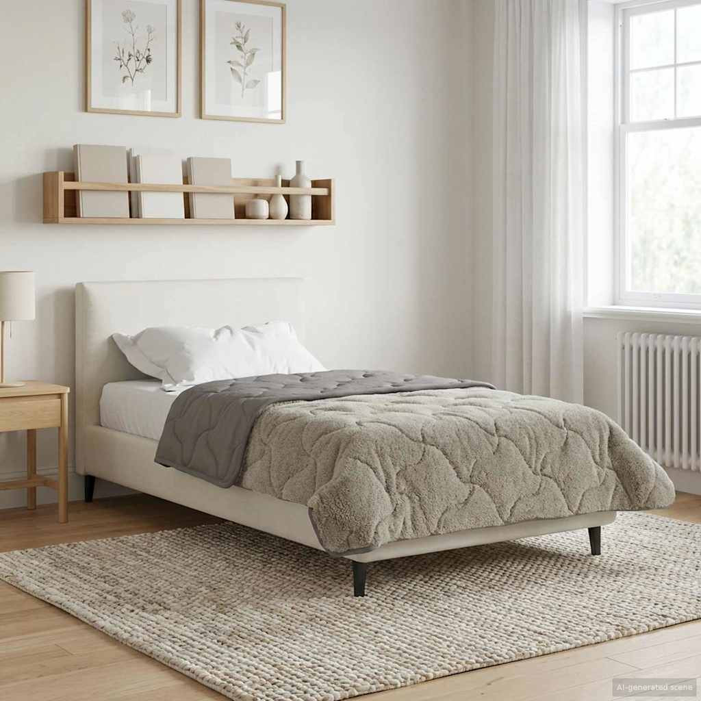 vidaXL Winterbettdecke Gepolstert Hellgrau 155 x 200 cm