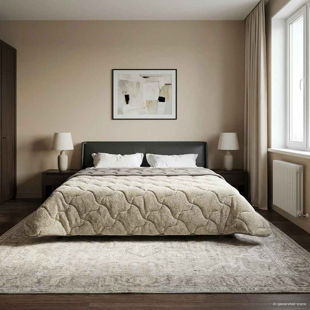 vidaXL Winterbettdecke Gepolstert Hellgrau 220 x 240 cm