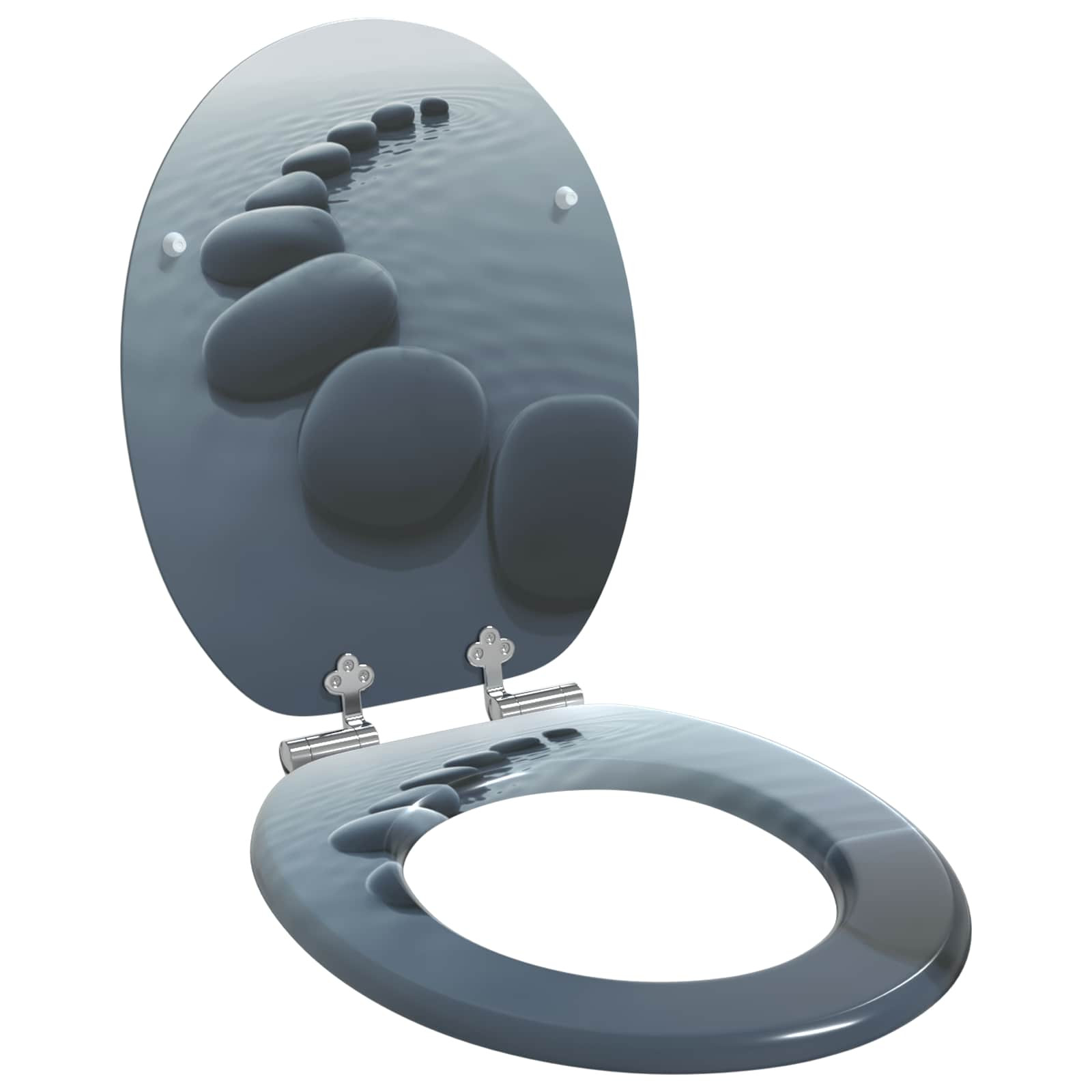 vidaXL Soft-Close Toilettensitz Grau 44 x 38 cm MDF-Platte