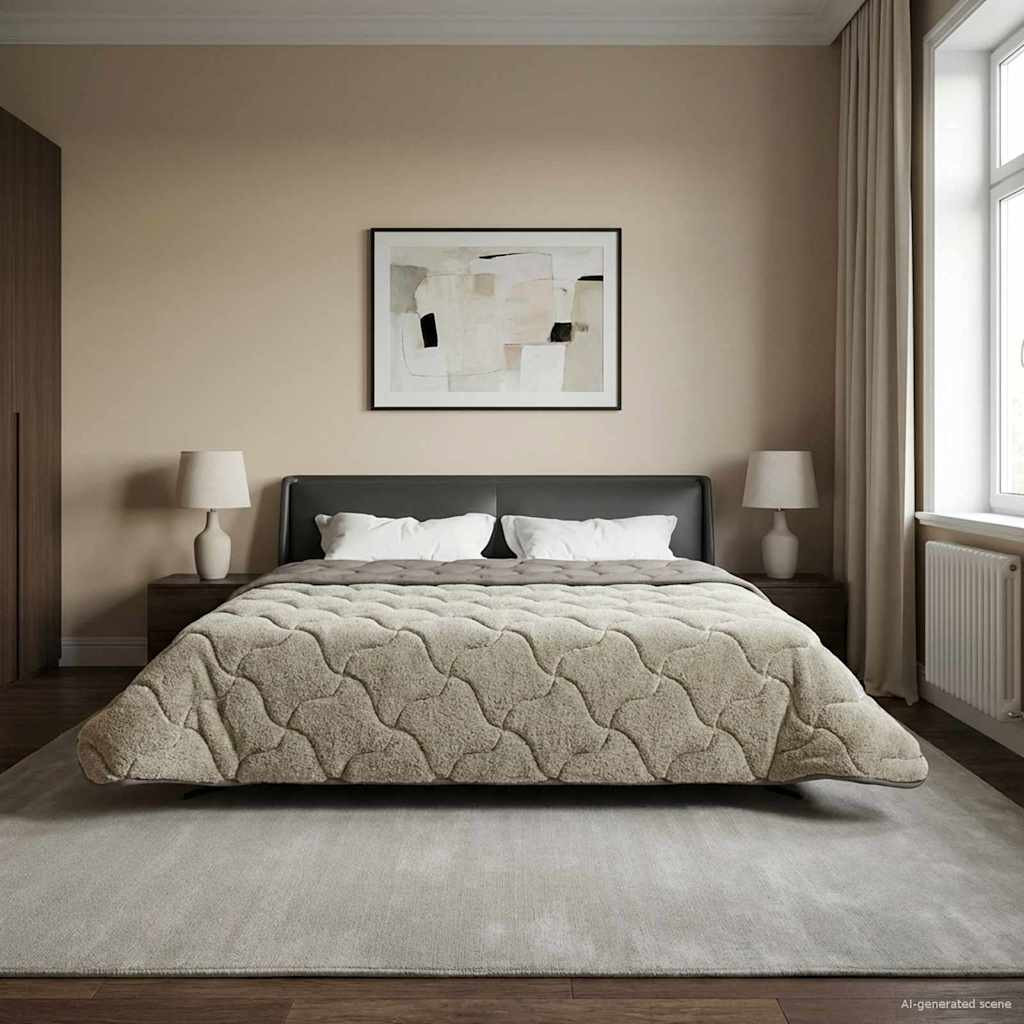 vidaXL Winterbettdecke Gepolstert Hellgrau 240 x 260 cm