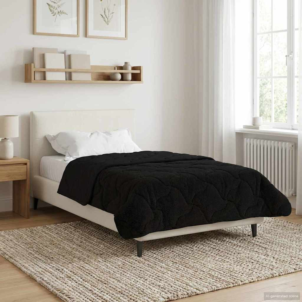 vidaXL Winterbettdecke Gepolstert Schwarz 135 x 200 cm