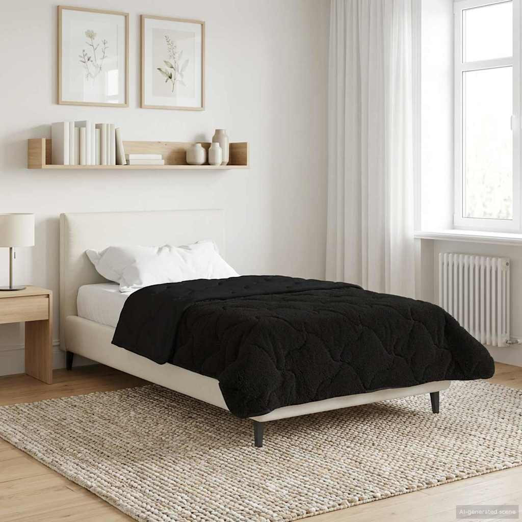 vidaXL Winterbettdecke Gepolstert Schwarz 155 x 200 cm