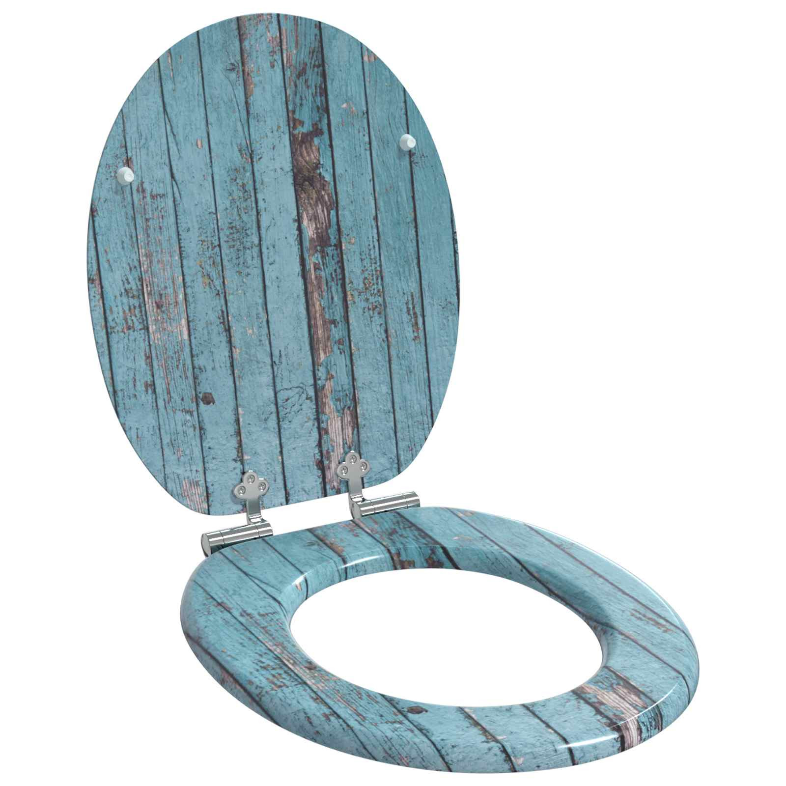 vidaXL Soft-Close Toilettensitz Blau 44 x 38 cm MDF-Platte