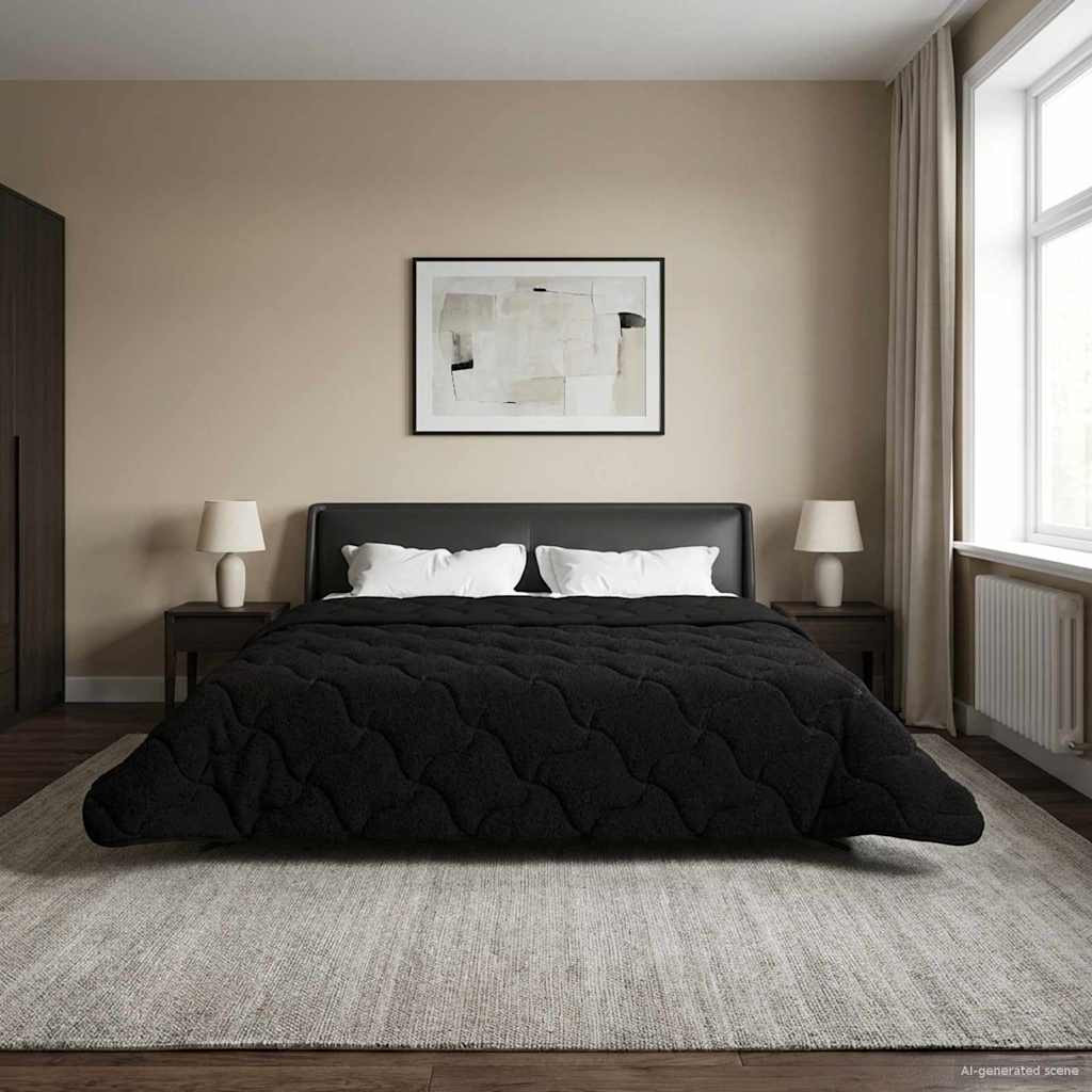 vidaXL Winterbettdecke Gepolstert Schwarz 200 x 200 cm