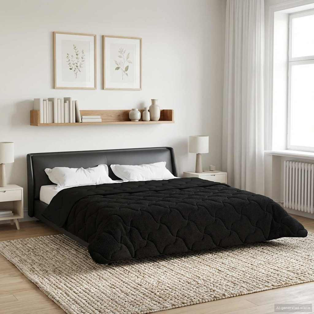vidaXL Winterbettdecke Gepolstert Schwarz 200 x 240 cm