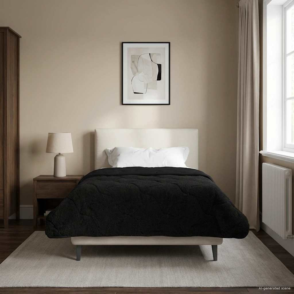 vidaXL Winterbettdecke Gepolstert Schwarz 155 x 220 cm