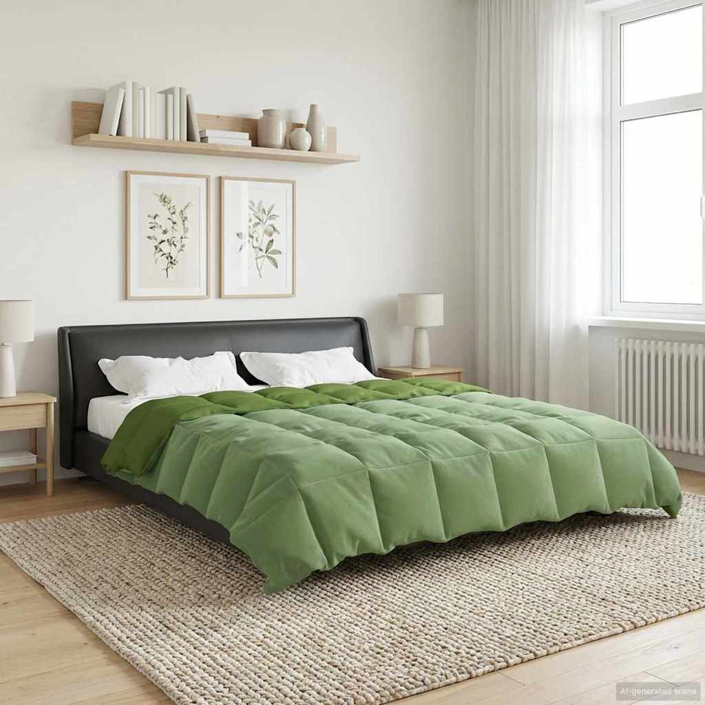 vidaXL Winterbettdecke Gepolstert Grün 200 x 200 cm Mikrofaser