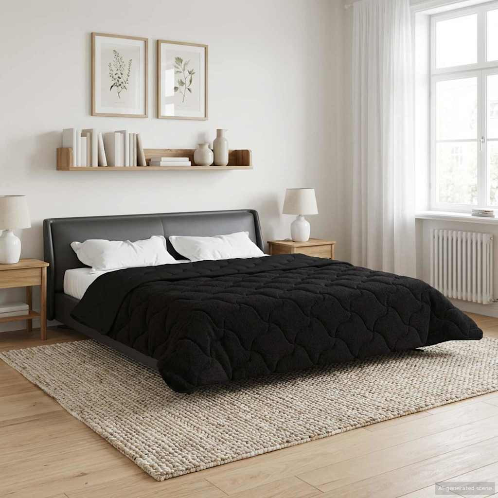 vidaXL Winterbettdecke Gepolstert Schwarz 200 x 220 cm