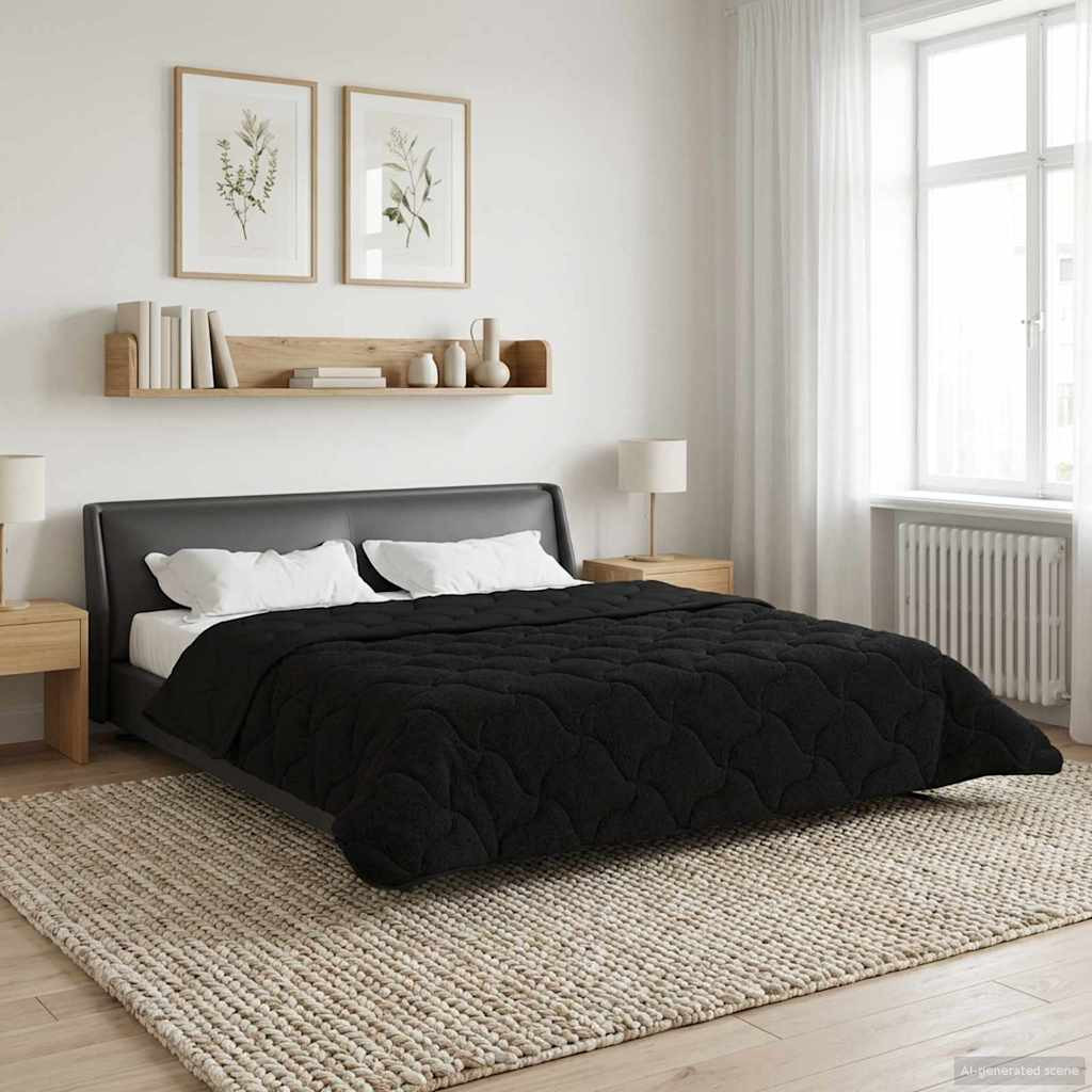 vidaXL Winterbettdecke Gepolstert Schwarz 220 x 260 cm