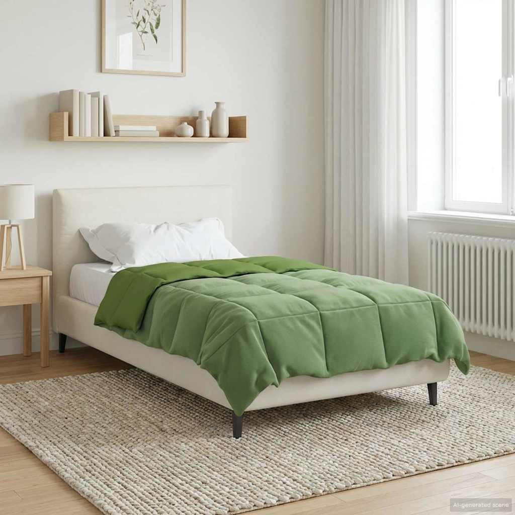 vidaXL Winterbettdecke Gepolstert Grün 155 x 220 cm Mikrofaser