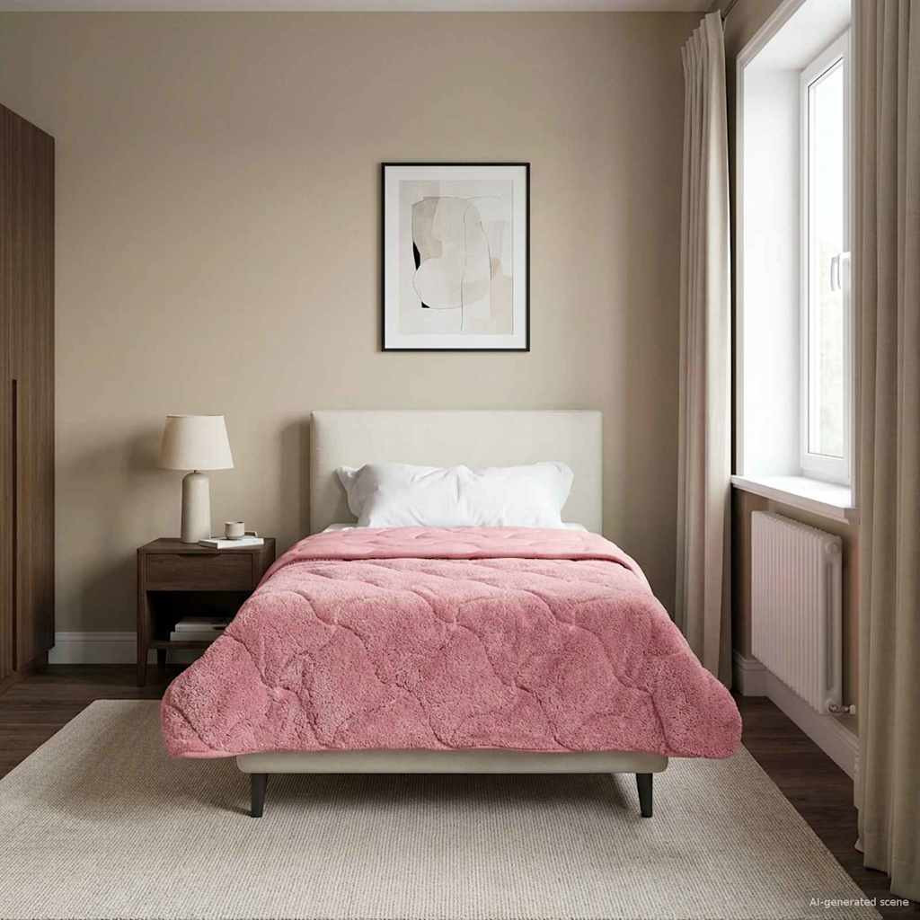 vidaXL Winterbettdecke Rosa 140 x 220 cm Mikrofaser und Teddy-Fleece