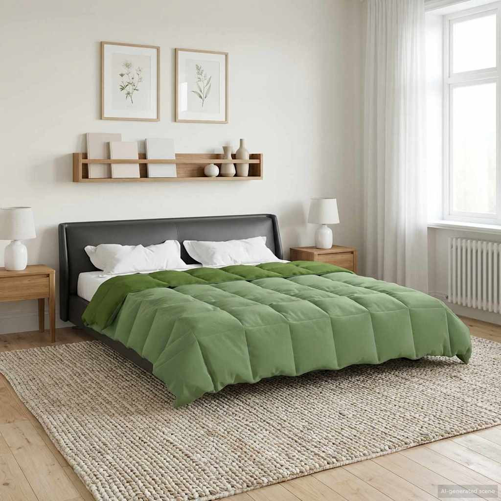 vidaXL Winterbettdecke Gepolstert Grün 220 x 240 cm Mikrofaser