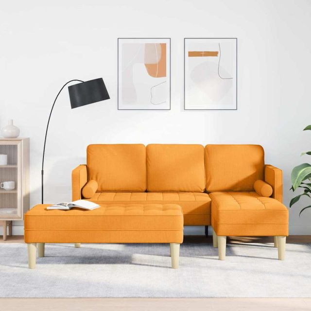 vidaXL Sofa Set mit Kissen 2 pcs Dunkelgelb Polyester