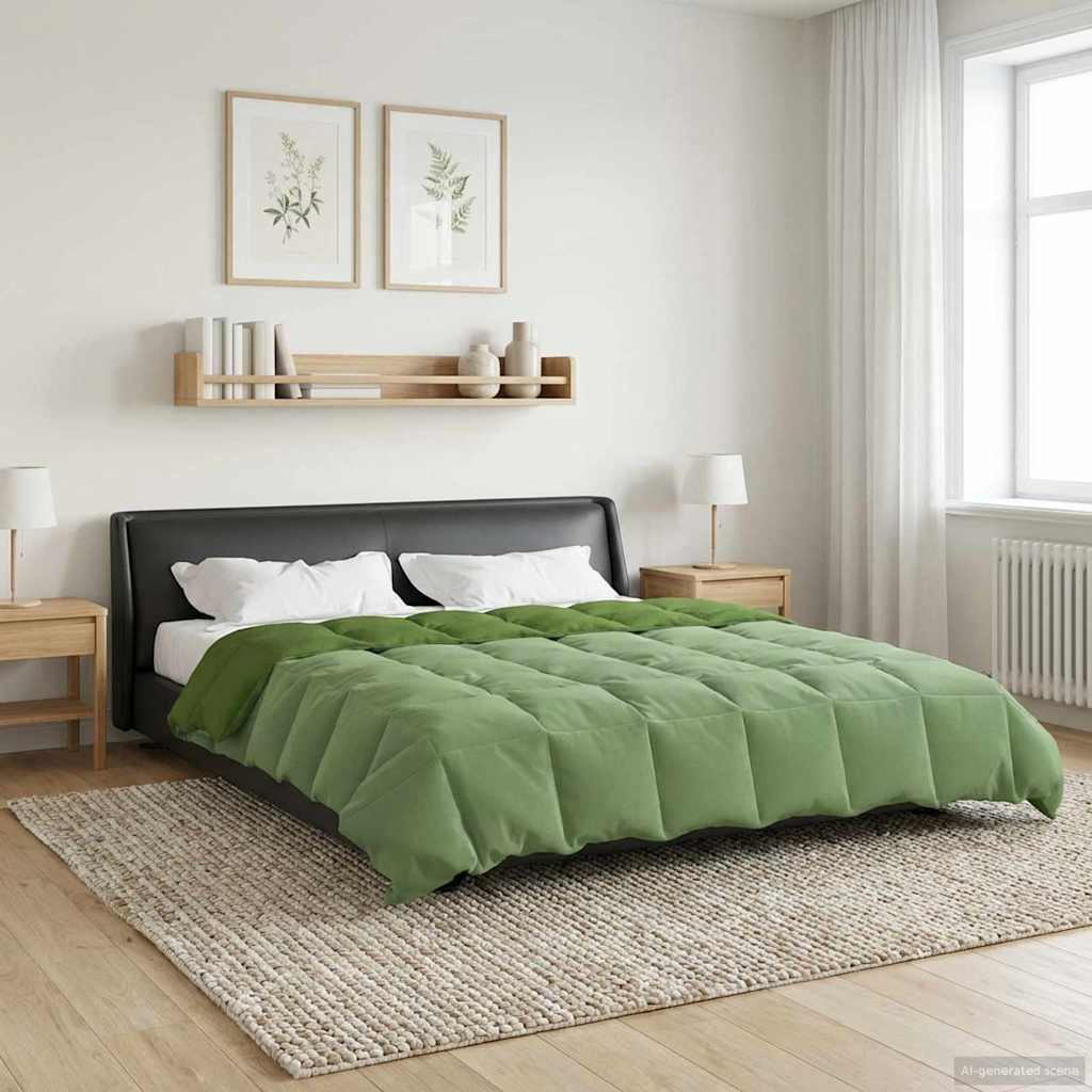 vidaXL Winterbettdecke Gepolstert Grün 220 x 260 cm Mikrofaser