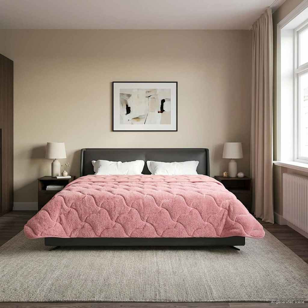 vidaXL Winterbettdecke Rosa 200 x 240 cm Mikrofaser und Teddy-Fleece