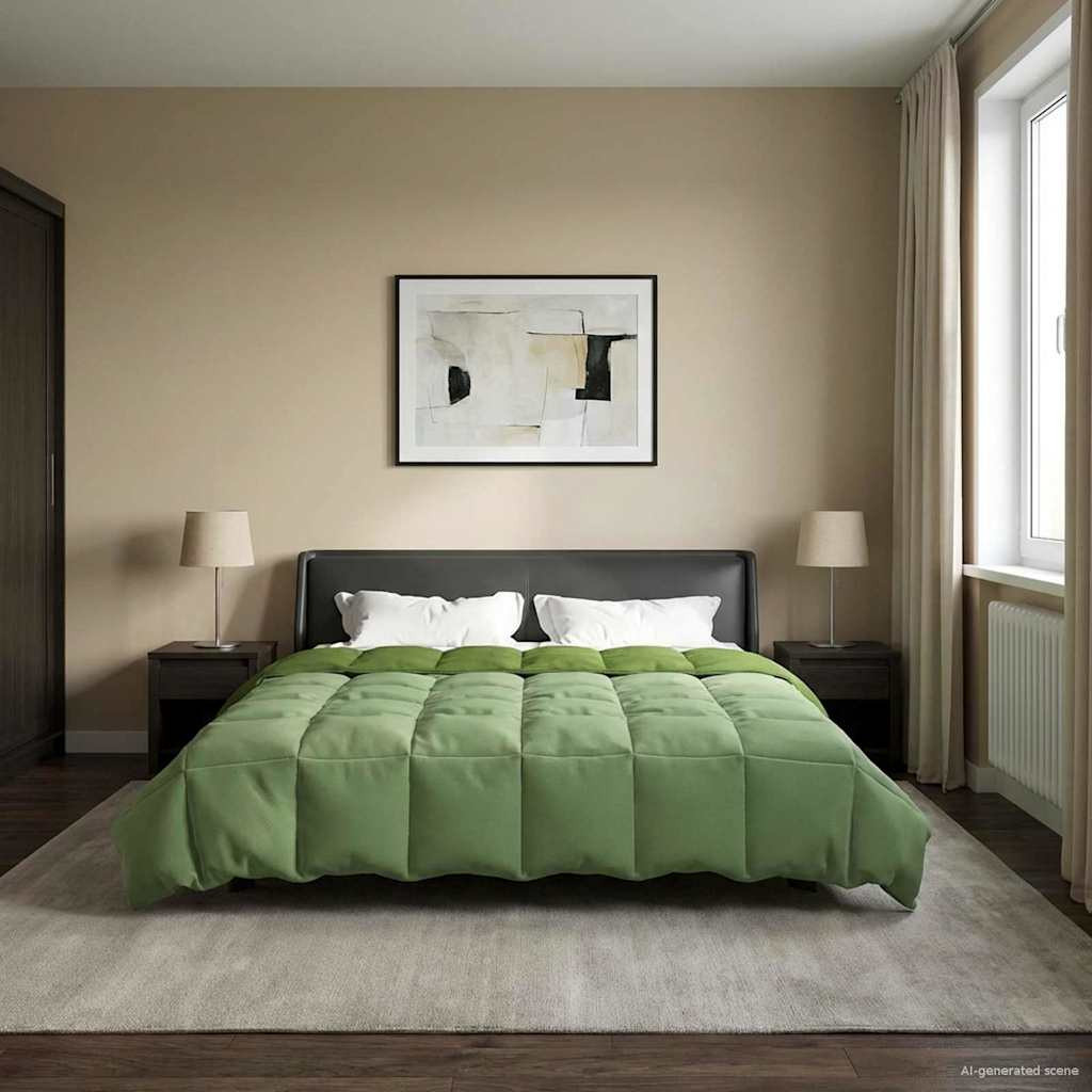 vidaXL Winterbettdecke Gepolstert Grün 240 x 260 cm Mikrofaser