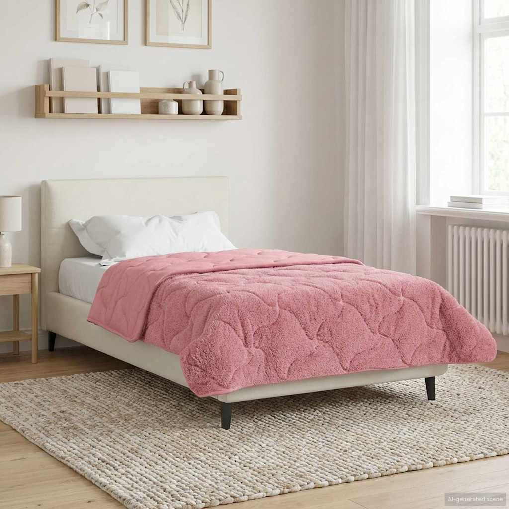vidaXL Winterbettdecke Rosa 135 x 200 cm Mikrofaser und Teddy-Fleece