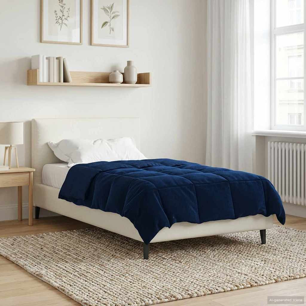 vidaXL Winterbettdecke Gepolstert Dunkelblau 135 x 200 cm Mikrofaser