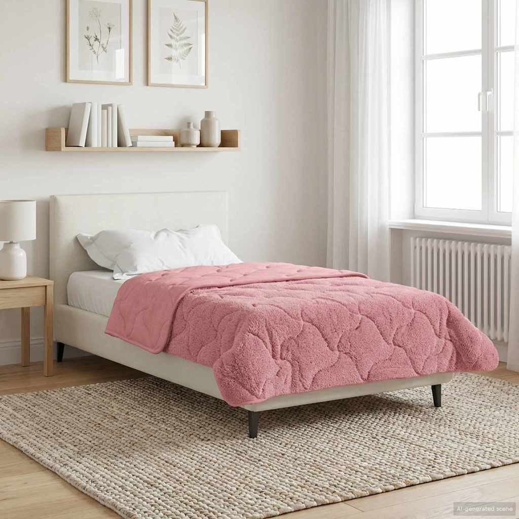 vidaXL Winterbettdecke Rosa 155 x 220 cm Mikrofaser und Teddy-Fleece