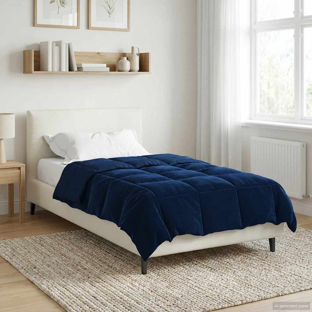 vidaXL Winterbettdecke Gepolstert Dunkelblau 155 x 200 cm Mikrofaser