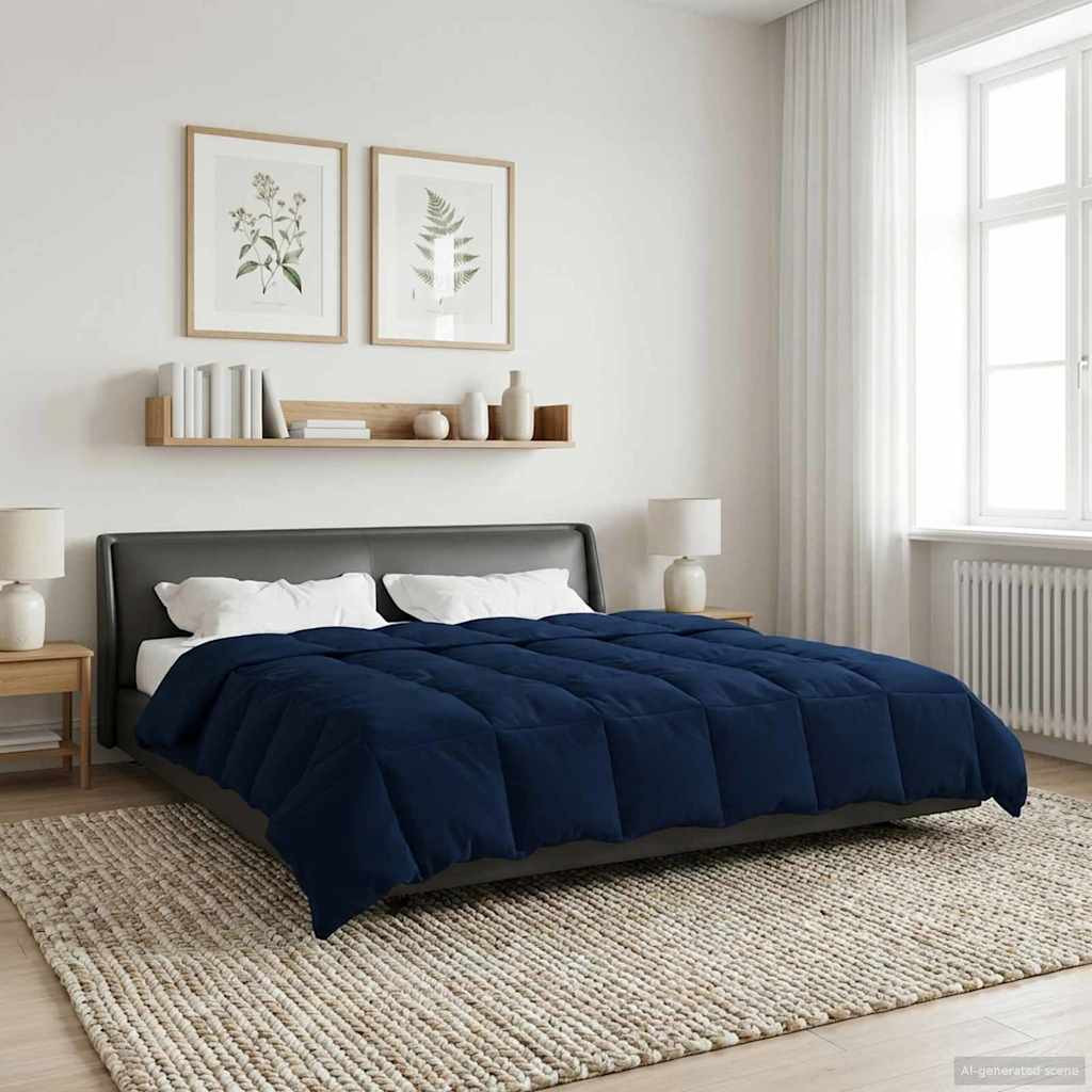 vidaXL Winterbettdecke Gepolstert Dunkelblau 200 x 200 cm Mikrofaser