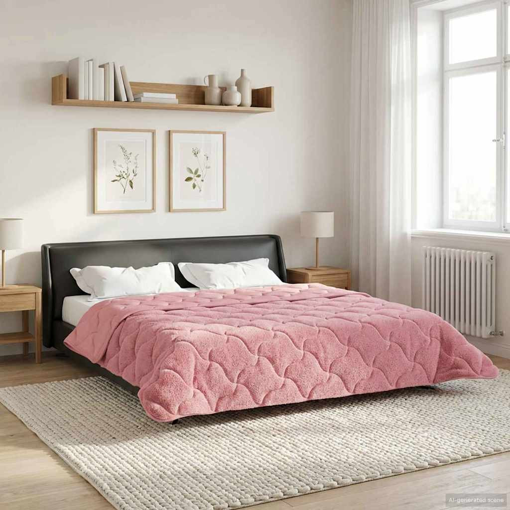 vidaXL Winterbettdecke Rosa 220 x 260 cm Mikrofaser und Teddy-Fleece