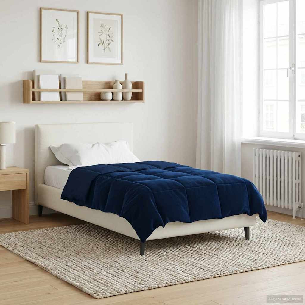 vidaXL Winterbettdecke Gepolstert Dunkelblau 135 x 220 cm Mikrofaser