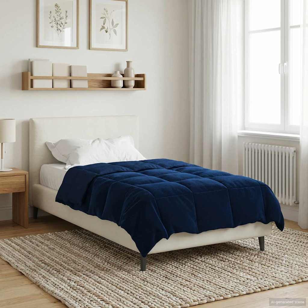vidaXL Winterbettdecke Gepolstert Dunkelblau 140 x 220 cm Mikrofaser