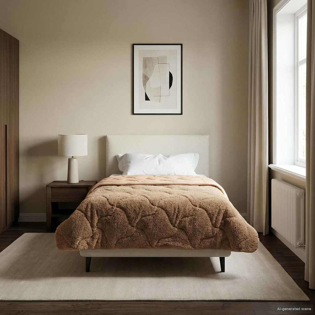 vidaXL Winterbettdecke Taupe 135 x 200 cm Mikrofaser und Teddy-Fleece