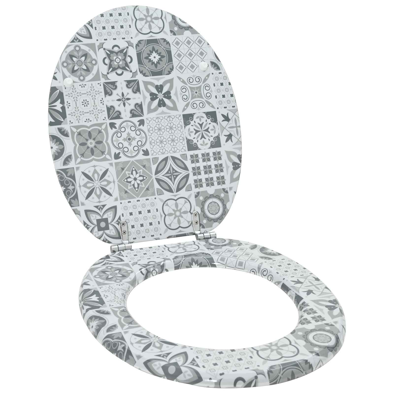 vidaXL Soft-Close Toilettensitz Grau 44 x 38 cm MDF-Platte