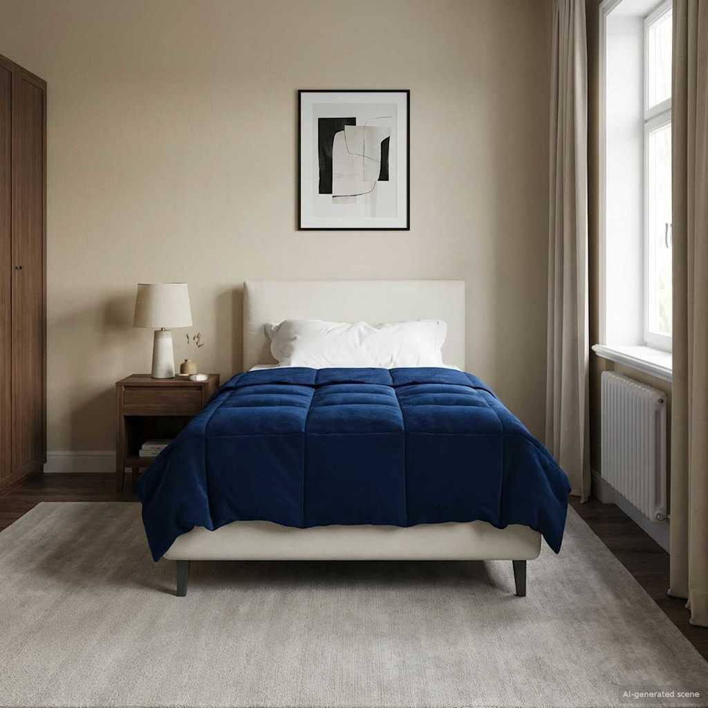 vidaXL Winterbettdecke Gepolstert Dunkelblau 155 x 220 cm Mikrofaser