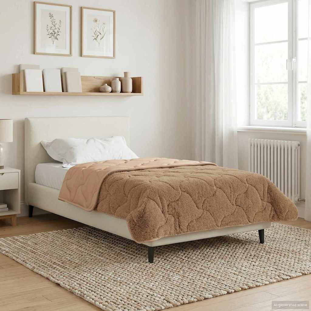 vidaXL Winterbettdecke Taupe 140 x 220 cm Mikrofaser und Teddy-Fleece
