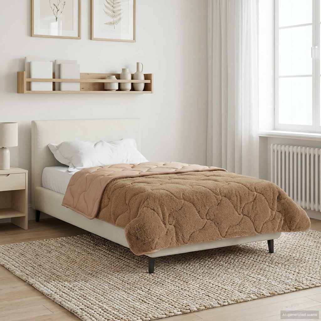 vidaXL Winterbettdecke Taupe 155 x 200 cm Mikrofaser und Teddy-Fleece