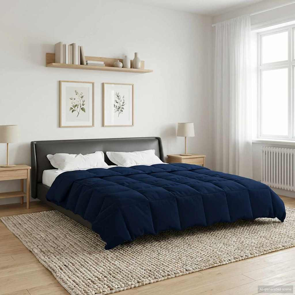 vidaXL Winterbettdecke Gepolstert Dunkelblau 220 x 240 cm Mikrofaser