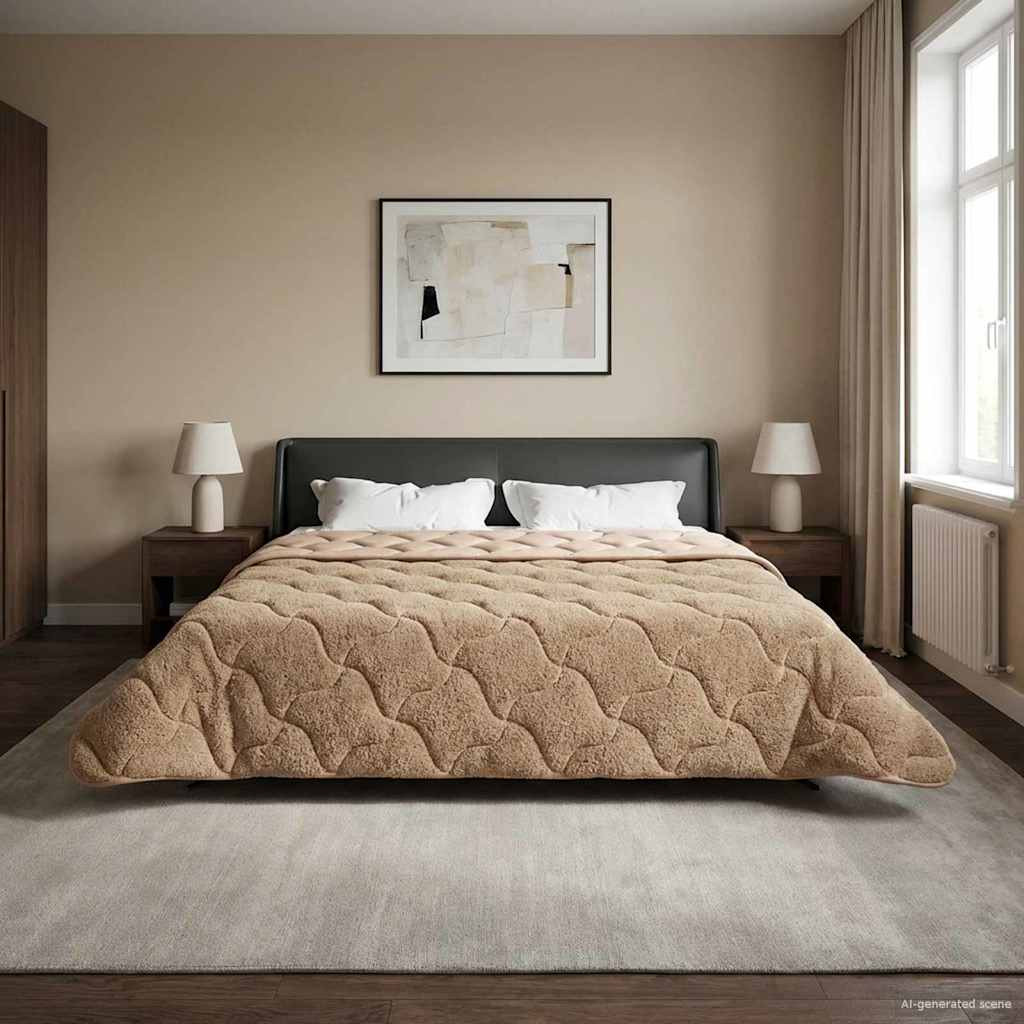 vidaXL Winterbettdecke Taupe 200 x 200 cm Mikrofaser und Teddy-Fleece