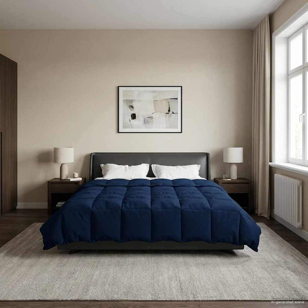 vidaXL Winterbettdecke Gepolstert Dunkelblau 220 x 260 cm Mikrofaser