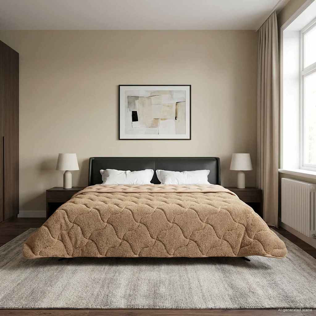 vidaXL Winterbettdecke Taupe 200 x 240 cm Mikrofaser und Teddy-Fleece