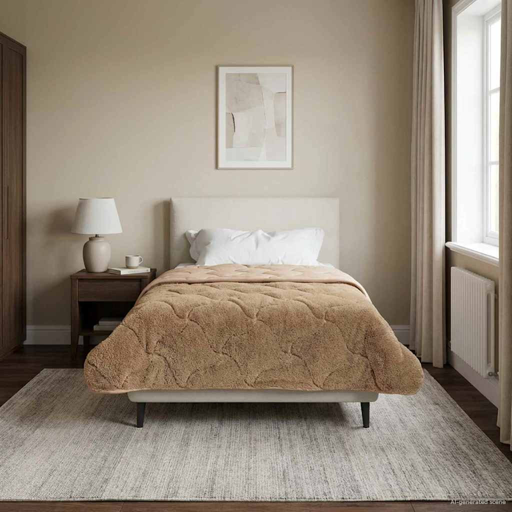 vidaXL Winterbettdecke Taupe 135 x 220 cm Mikrofaser und Teddy-Fleece