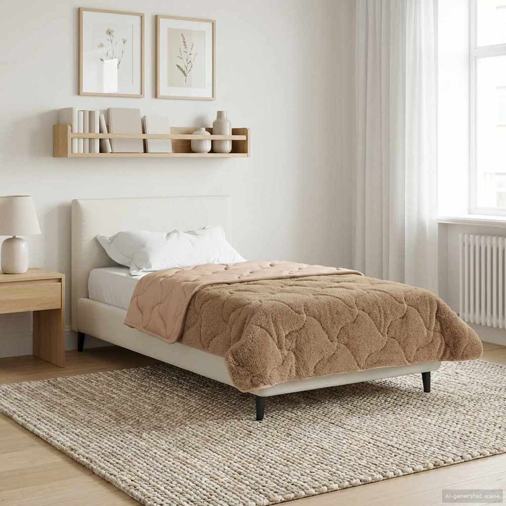 vidaXL Winterbettdecke Taupe 140 x 220 cm Mikrofaser und Teddy-Fleece