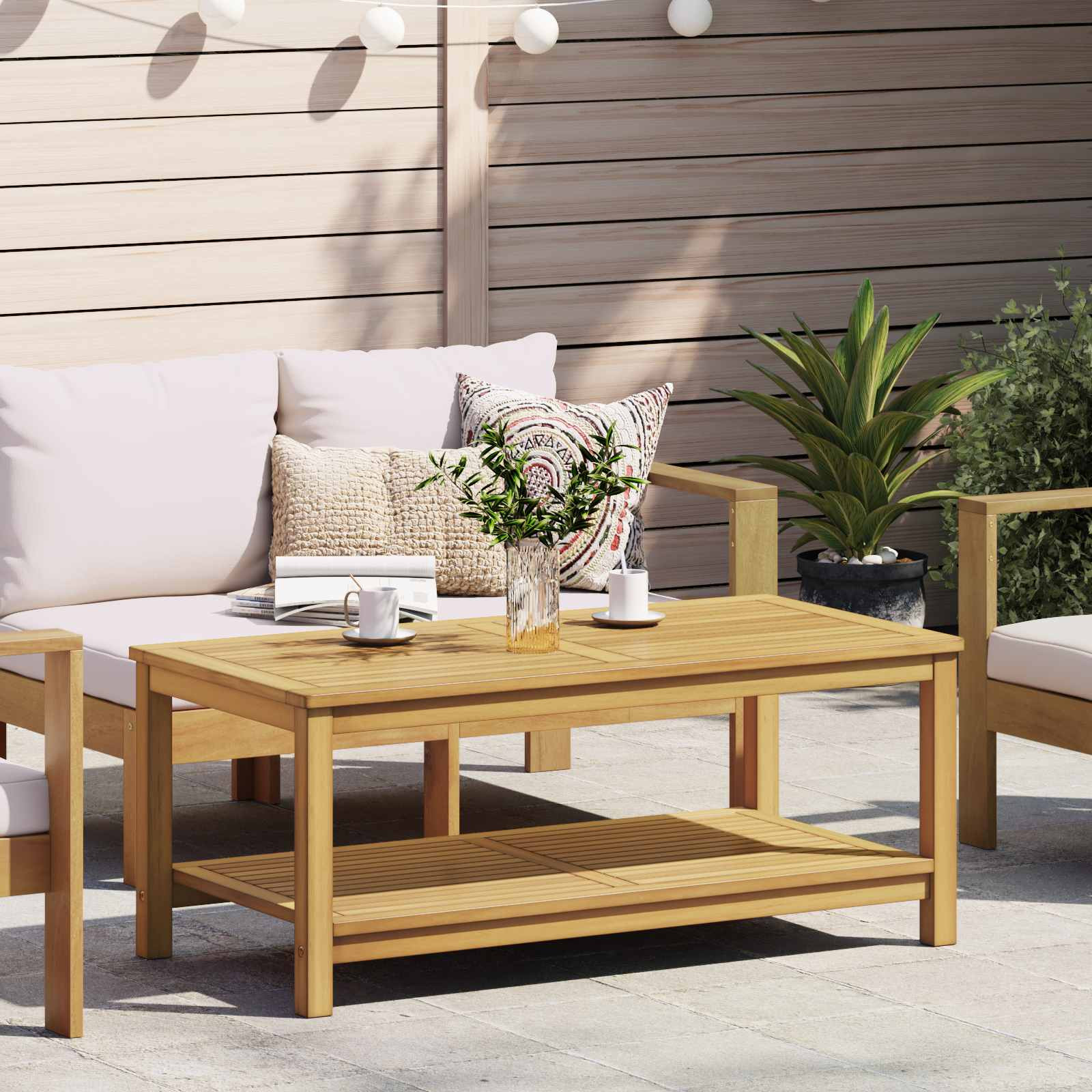 vidaXL Beistelltisch Öl-Natur 110 x 55 x 45 cm Massivholz Akazie